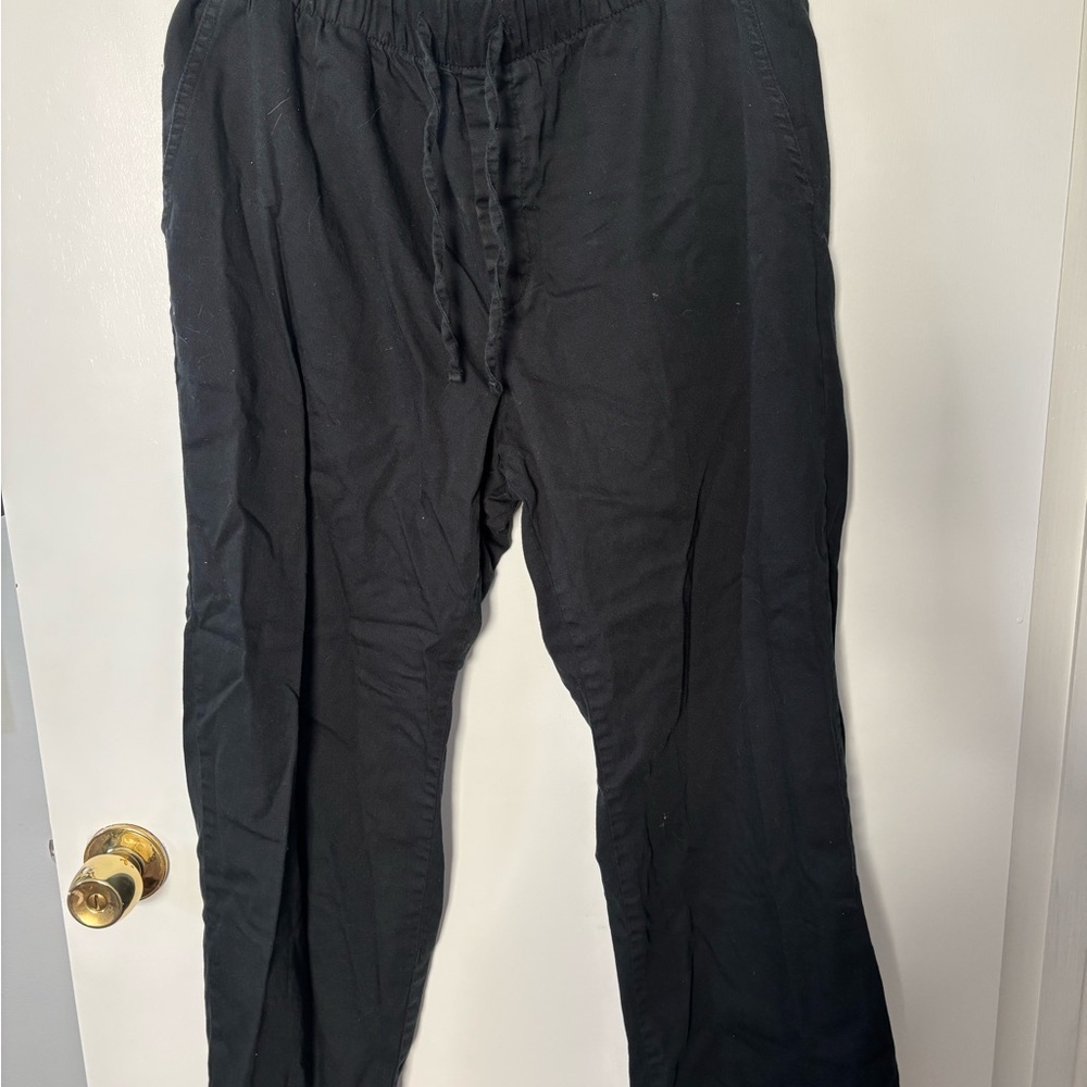 Classic Black Business Casual Cozy Elastic Waistband Women’s Tie Trousers